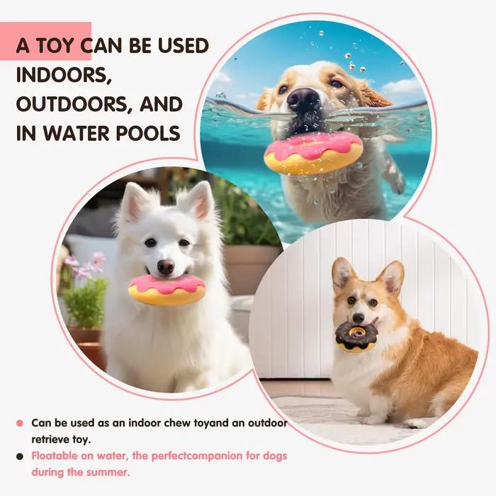 Jouet pour chien en caoutchouc en forme de donut avec fonctions de nettoyage des dents
