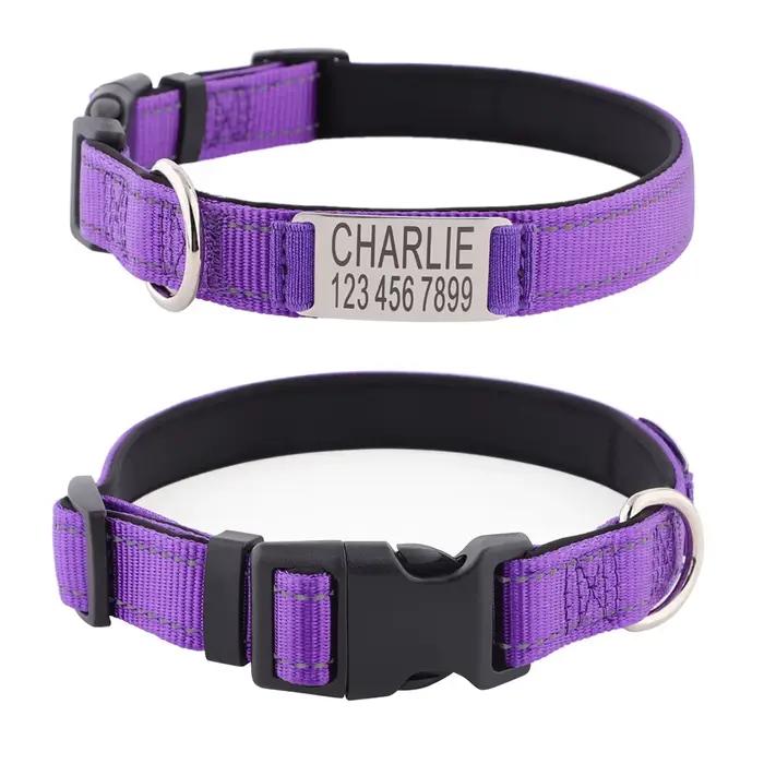 Colliers pour chiens personnalisés - Étiquettes d'identification gravées sur mesure avec matériau réfléchissant