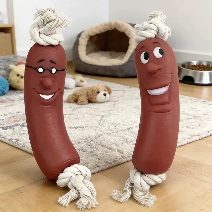 Jouet à mâcher pour chien en forme de saucisse - Résistant aux morsures et difficile à casser