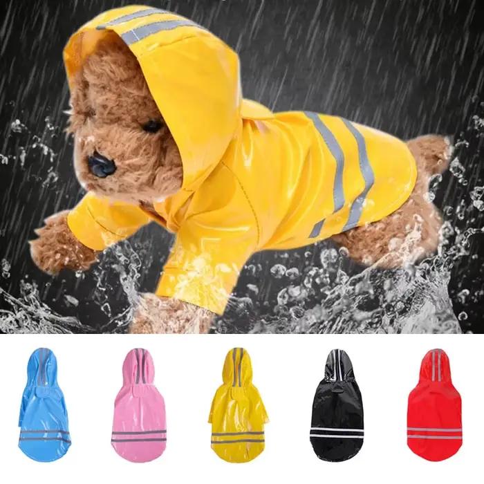 Vêtements pour chiens imperméables à capuche bande réfléchissante