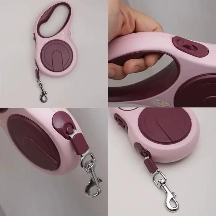 Laisse rétractable pour chien de 5 mètres avec collier à roulettes