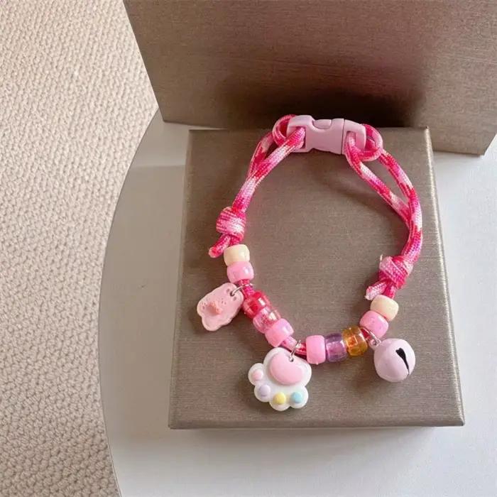 Mignon animal de compagnie coloré avec cloches réglable chat chiot collier tressé