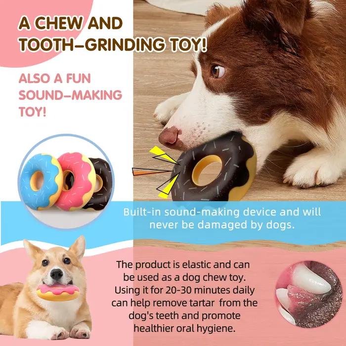 Jouet pour chien en caoutchouc en forme de donut avec fonctions de nettoyage des dents