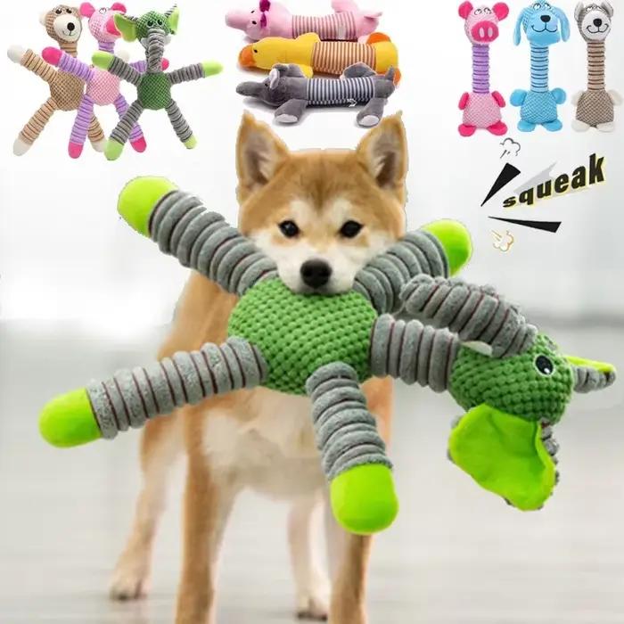 Grand chien indestructible son grinçant jouets animaux forme animal de compagnie doux en peluche à mâcher molaire jouet