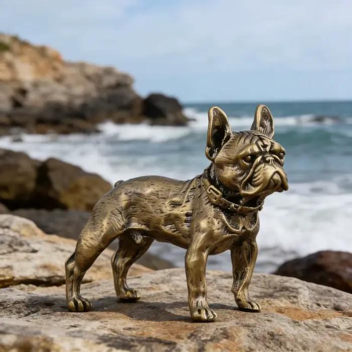 Statue de bouledogue français en laiton