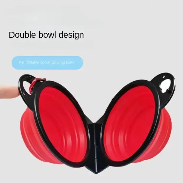 1 pièce 2-en-1 pliable double bol bol d'alimentation Portable voyage en plein air chien chat bol à boire fournitures