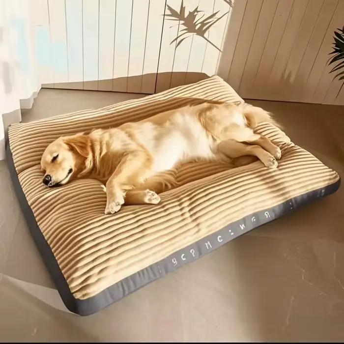 Lit pour chien chenil lavable quatre saisons grand canapé pour animaux de compagnie Plus velours côtelé épais coussin de sommeil profond tapis pour chiots pour chiens de petite à grande taille