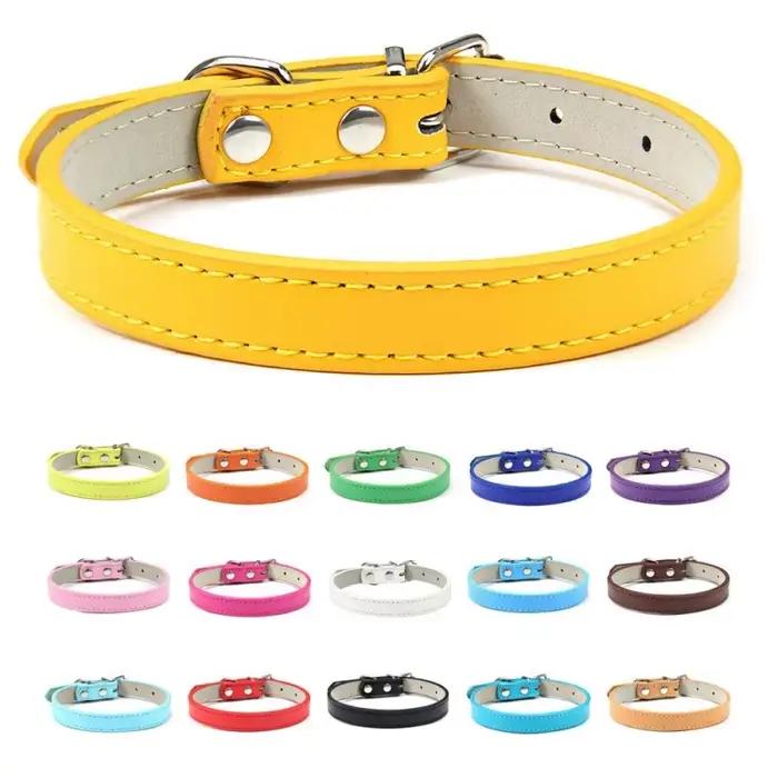 Collier coloré réglable en cuir PU pour animaux de compagnie