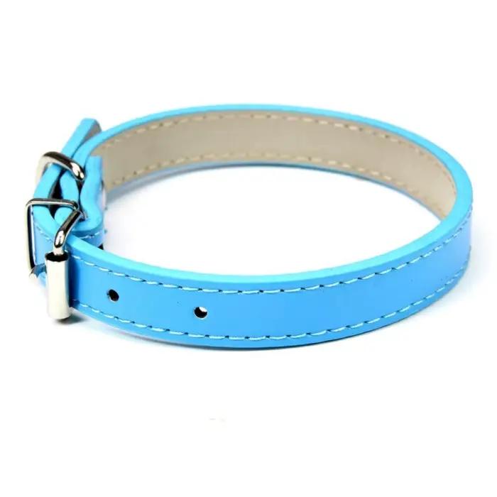 Collier coloré réglable en cuir PU pour animaux de compagnie