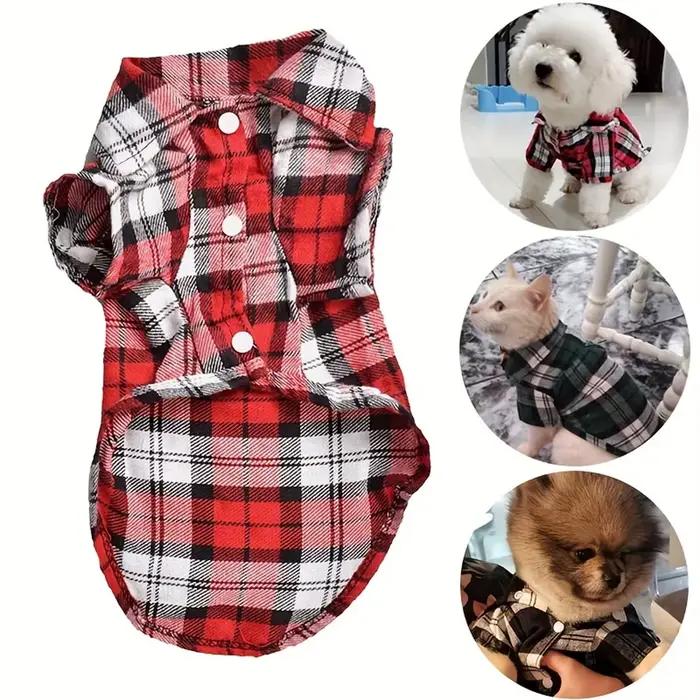 Mn-Manteau chemise à carreaux pour petits chiens et chats