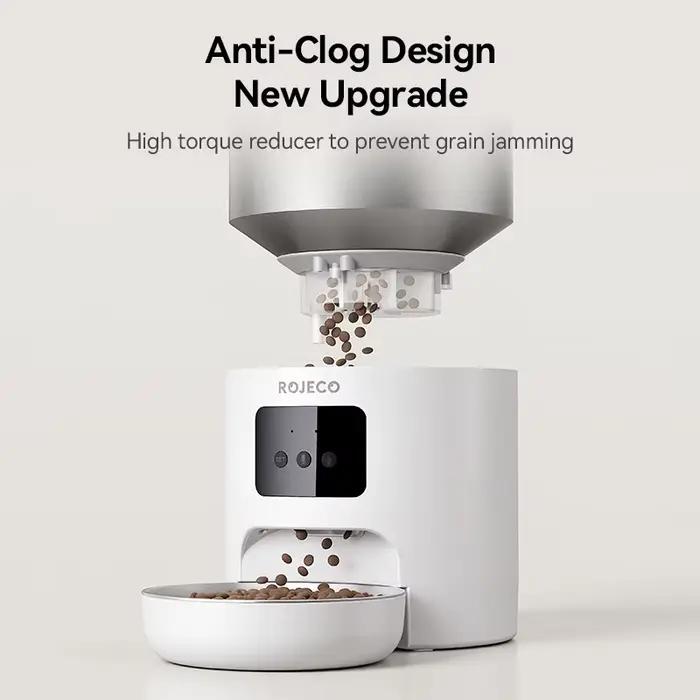 ROJECO acier inoxydable 4.5L mangeoire pour chats WiFi App télécommande enregistrement vocal distributeur de croquettes de chat intelligent pour accessoires pour animaux de compagnie de chien