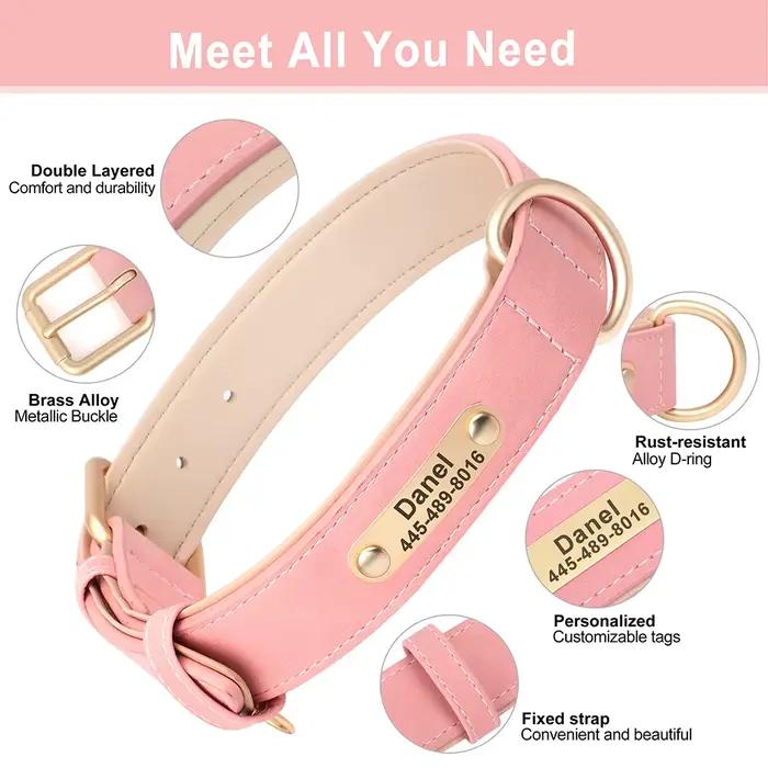 Collier de chien personnalisé en cuir PU pour chiens