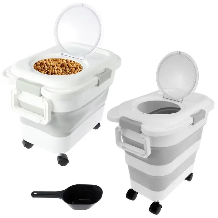 Baril de stockage de nourriture pliable pour animaux de compagnie