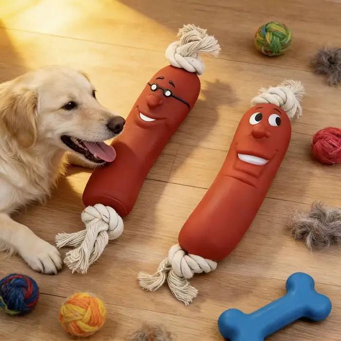 Jouet à mâcher pour chien en forme de saucisse - Résistant aux morsures et difficile à casser