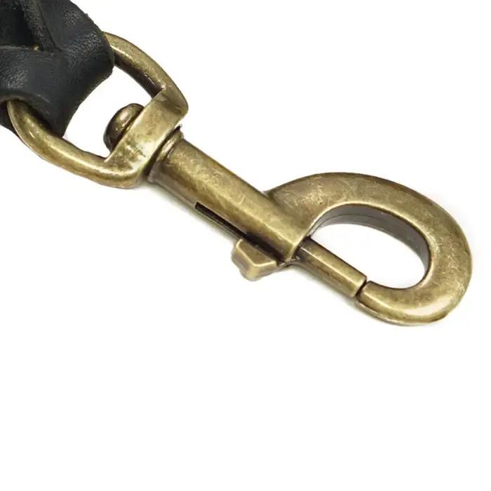 Laisse pour chien tressée en cuir véritable marron noir Laisses pour chiens robustes avec fermoir rotatif pour grands