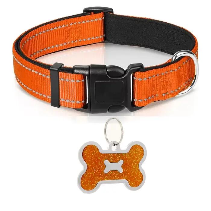 Collier pour chien en nylon doux rembourré réglable respirant durable confortable