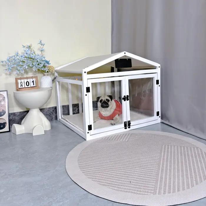 Chenil Transparent en bois massif pour petit chien