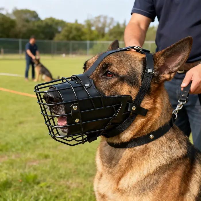 Muselière pour chien réglable en acier inoxydable - Couverture d'entraînement respirante anti-morsure avec boucle pour