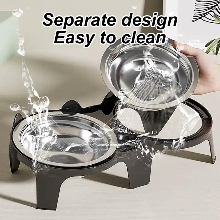 Bol de nourriture et d'eau pour chat en acier inoxydable
