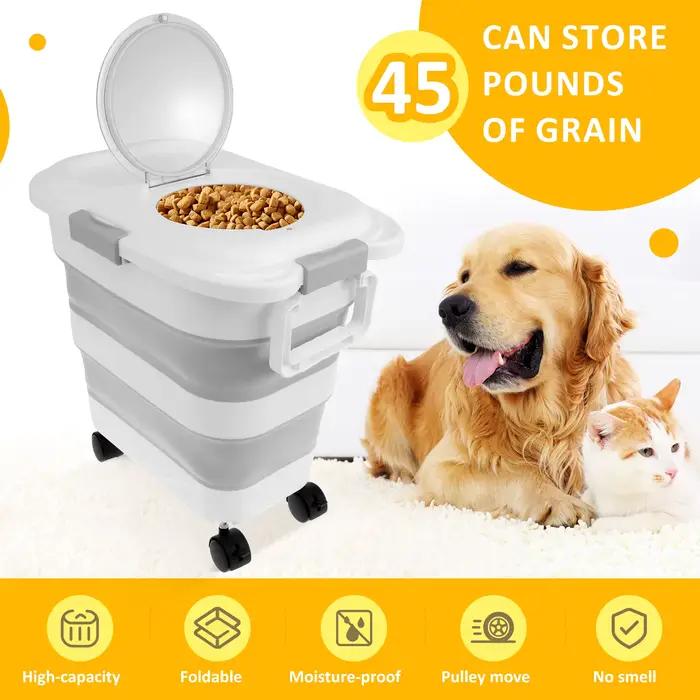 Baril de stockage de nourriture pliable pour animaux de compagnie