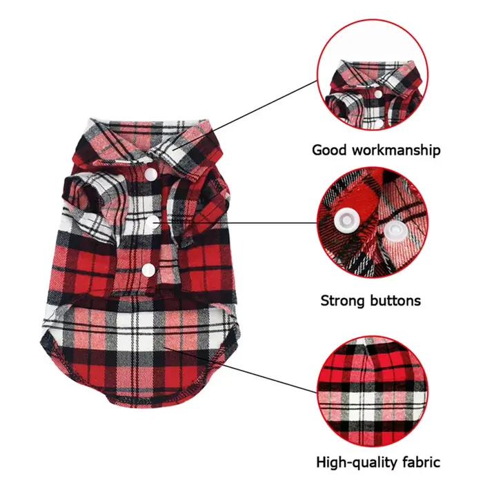 Mn-Manteau chemise à carreaux pour petits chiens et chats