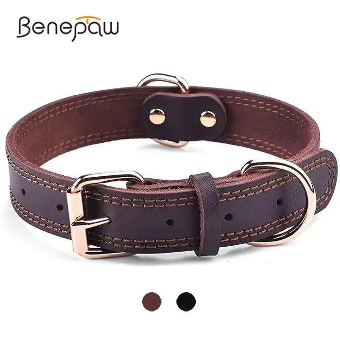 Benepaw – collier pour chien en cuir véritable de qualité