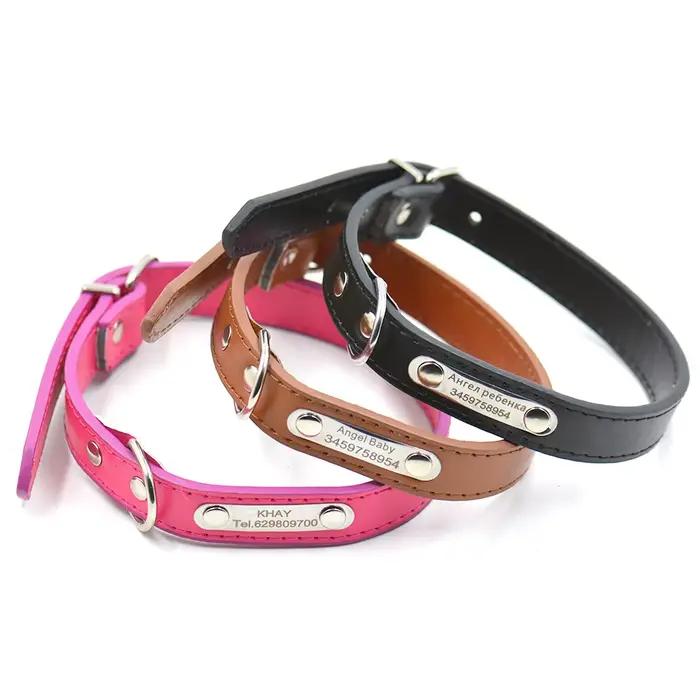Collier de chien en cuir avec gravure gratuite