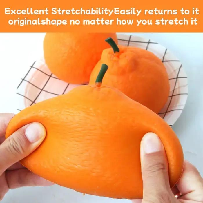 Balle anti-stress réaliste en forme d'orange - Jouet à presser à remontée lente pour soulager l'anxiété