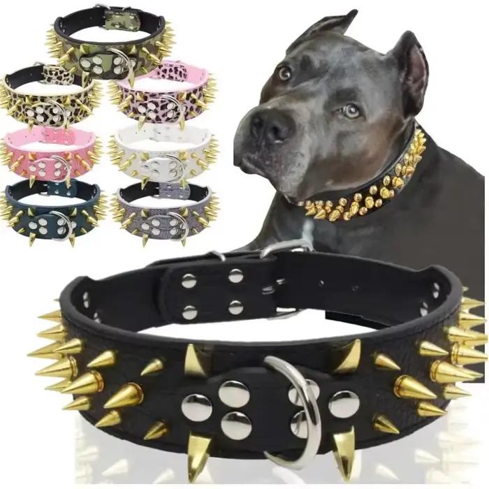 Ensemble collier et laisse pour chien à pointes