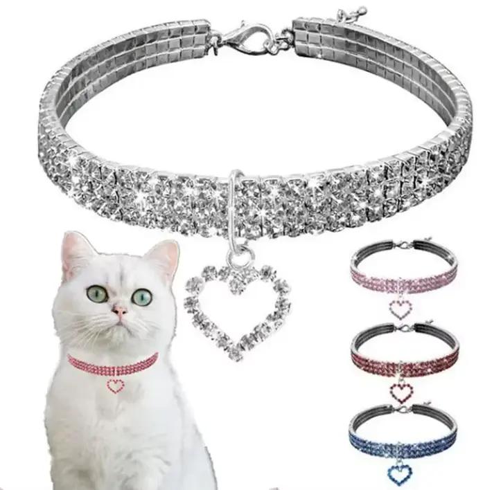 Collier pour animaux de compagnie amour goutte d'eau diamant