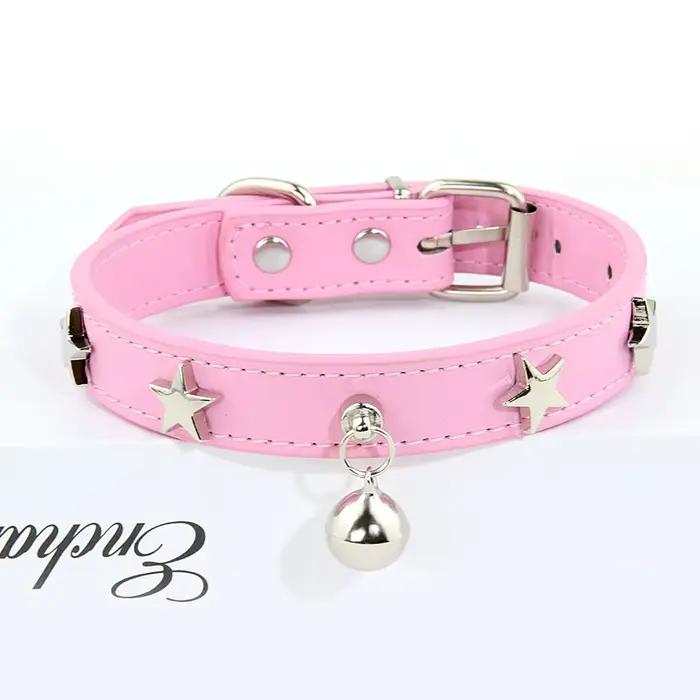 Star RiSALE-Collier en cuir avec clochette pour animal de compagnie