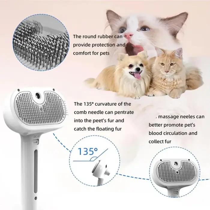 Brosse de toilettage pour chiens à pulvérisation de vapeur