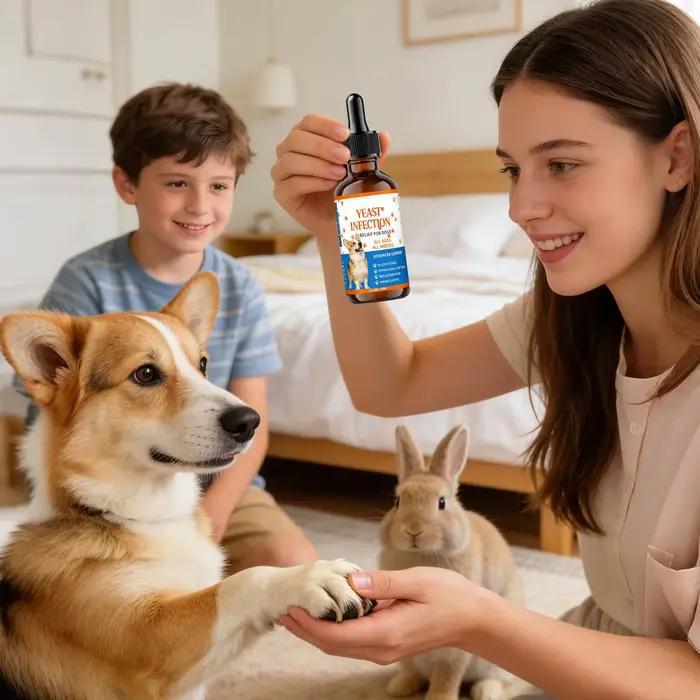 Gouttes naturelles anti-démangeaisons pour chiens 60 ml – Soin apaisant pour peaux irritées et sèches – Soins