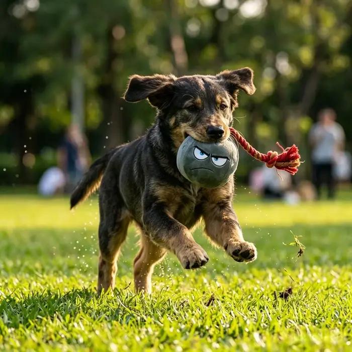Jouet pour chien en forme de grenade avec cordon de traction