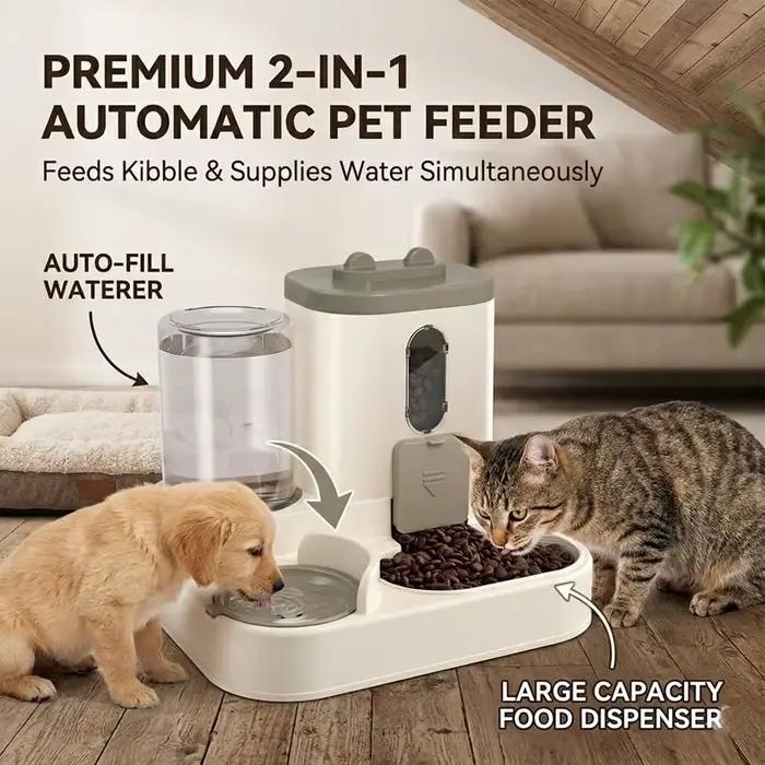 Distributeur automatique 2-en-1 pour animaux de compagnie