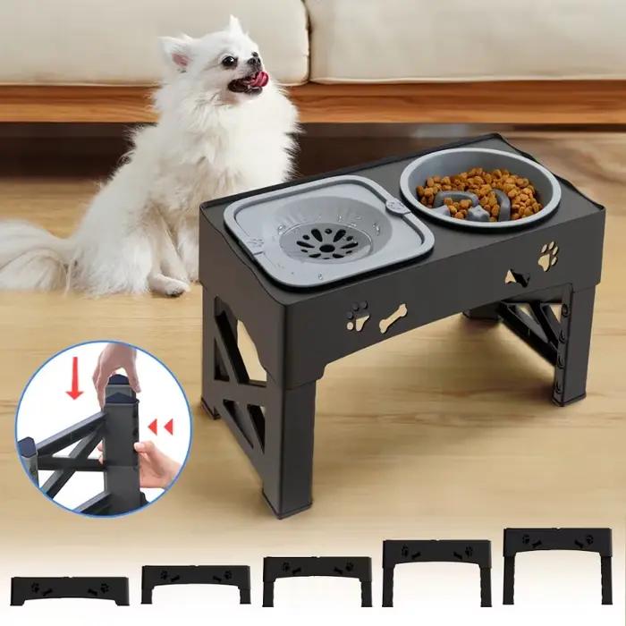 Mangeoire pour animaux 3-en-1 à hauteur réglable (5 niveaux) pour différents besoins