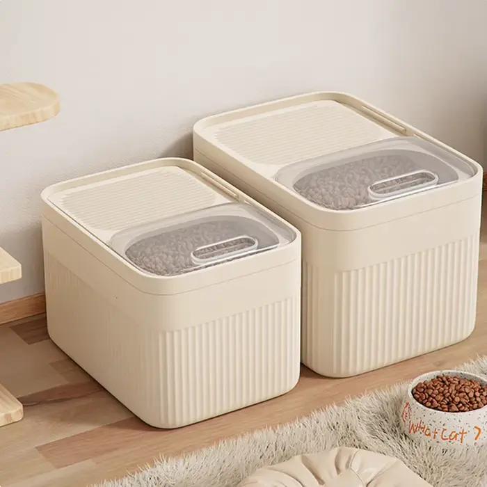Conteneur de rangement d'aliments pour chiens 5/10 / 15L grande capacité transparente Boîte de nourriture pour animaux