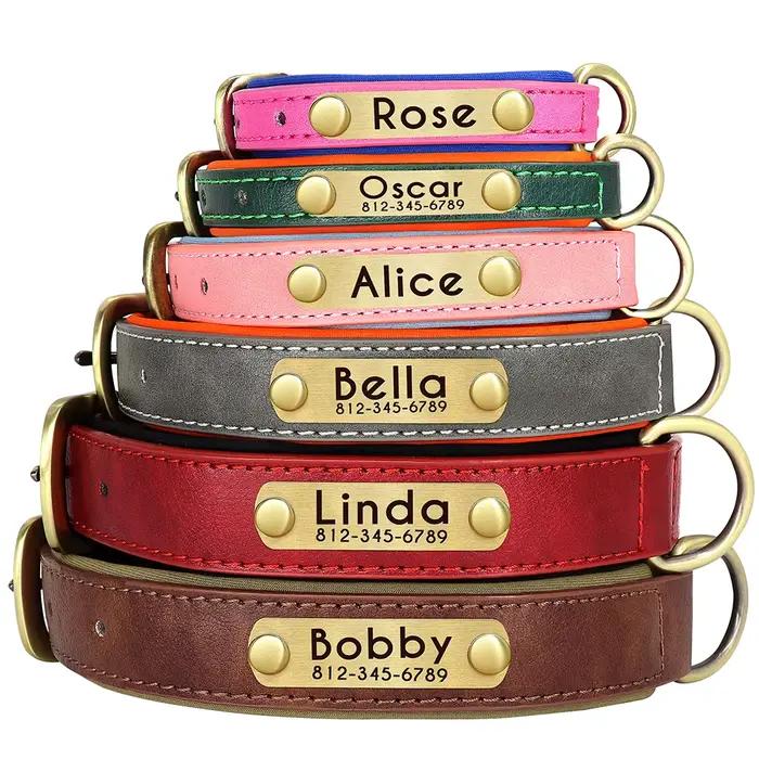 Ensemble de laisse de collier de chien en cuir personnalisé