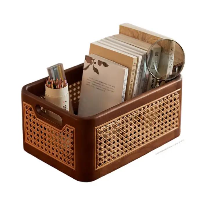Panier de rangement rectangulaire en rotin de luxe