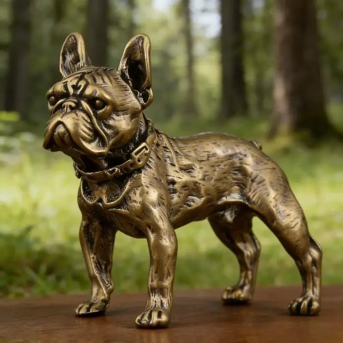 Statue de bouledogue français en laiton