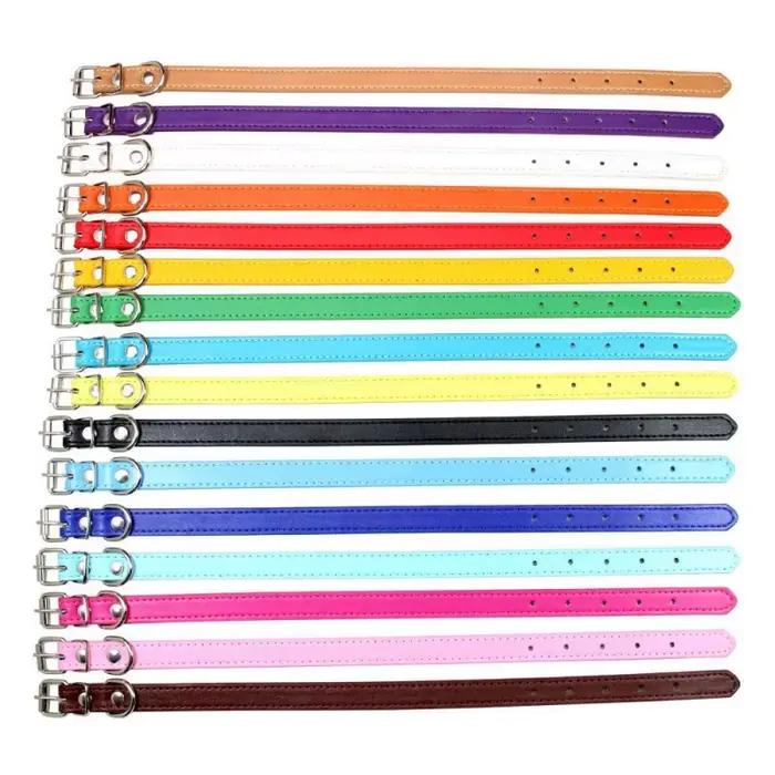 Collier coloré réglable en cuir PU pour animaux de compagnie