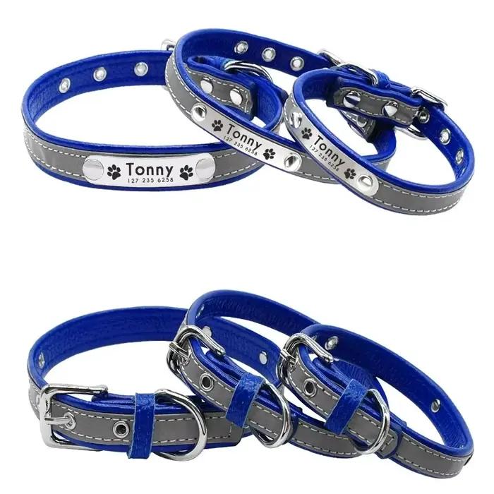 Collier réfléchissant pour animaux de compagnie avec nom personnalisé