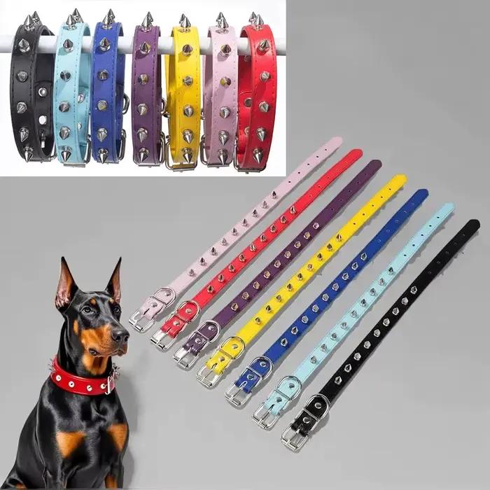 Colliers pour animaux de compagnie réglables en cuir PU à la mode Punk Rivet collier pour chien à pointes pour petits