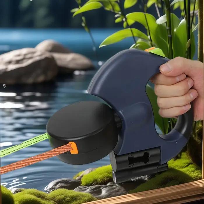 Laisse rétractable double pour chien avec lumière LED