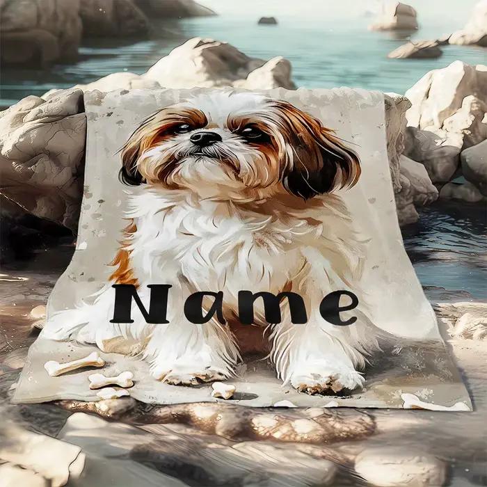 Couverture personnalisée avec motif de chien Shih Tzu