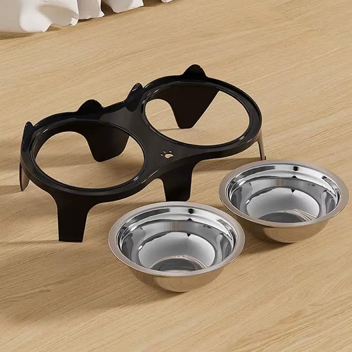 Bol de nourriture et d'eau pour chat en acier inoxydable