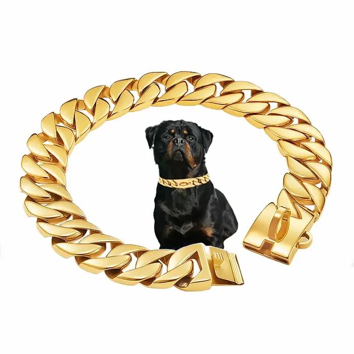 Grand collier doré pour chien