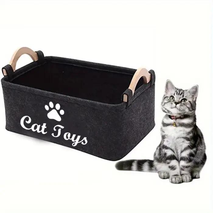 Panier de rangement élégant en feutre pour jouets d'animaux de compagnie