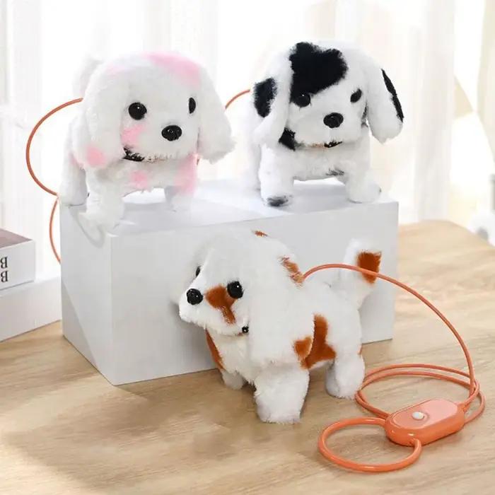 Chaud drôle aboiement en peluche chien jouet laisse électrique marche