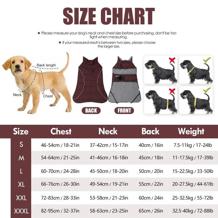 Manteau pour chien, veste d'hiver imperméable